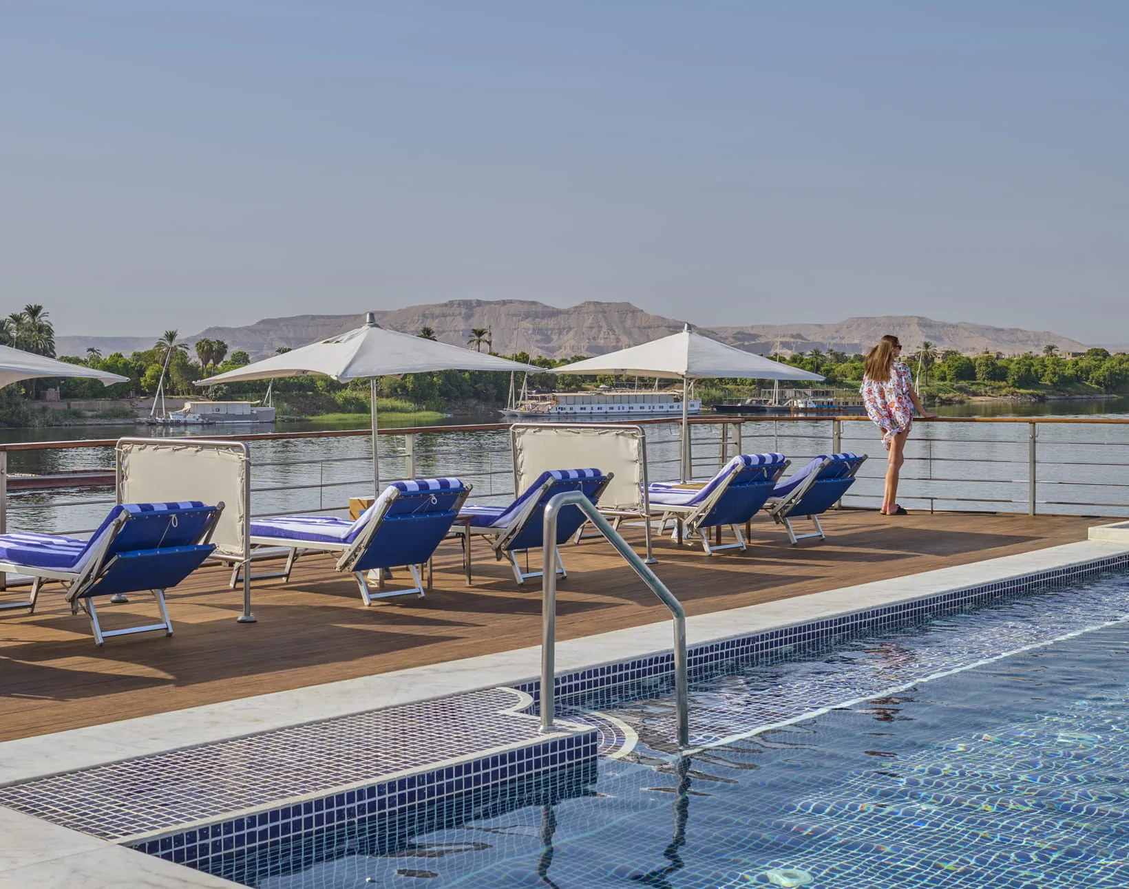 Sun deck of the The Oberoi Zahra, Luxury Nile Cruiser Nile cruise